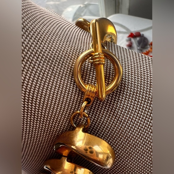 Anne Klein Vintage Brushed Gold-Tone Chunky Swirl Statement Necklace Y2K Vintage - Picture 6 of 8